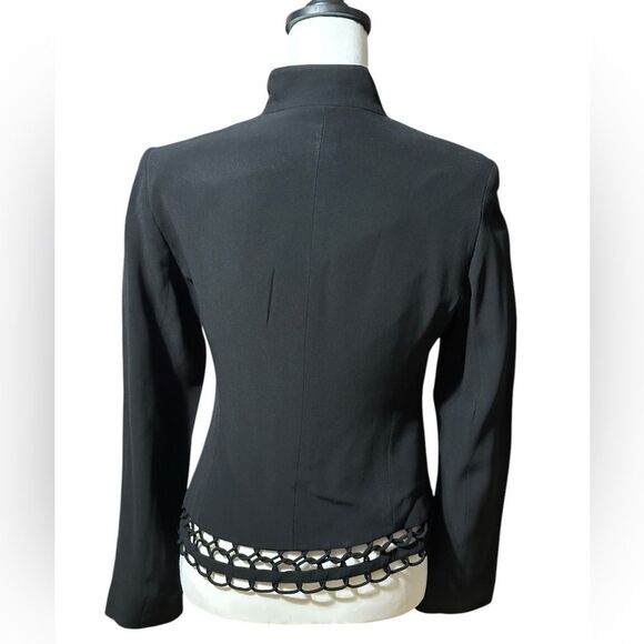 Lafayette 148 New York Black Cut out Trim Button Front Blazer Size 4 - Picture 5 of 9